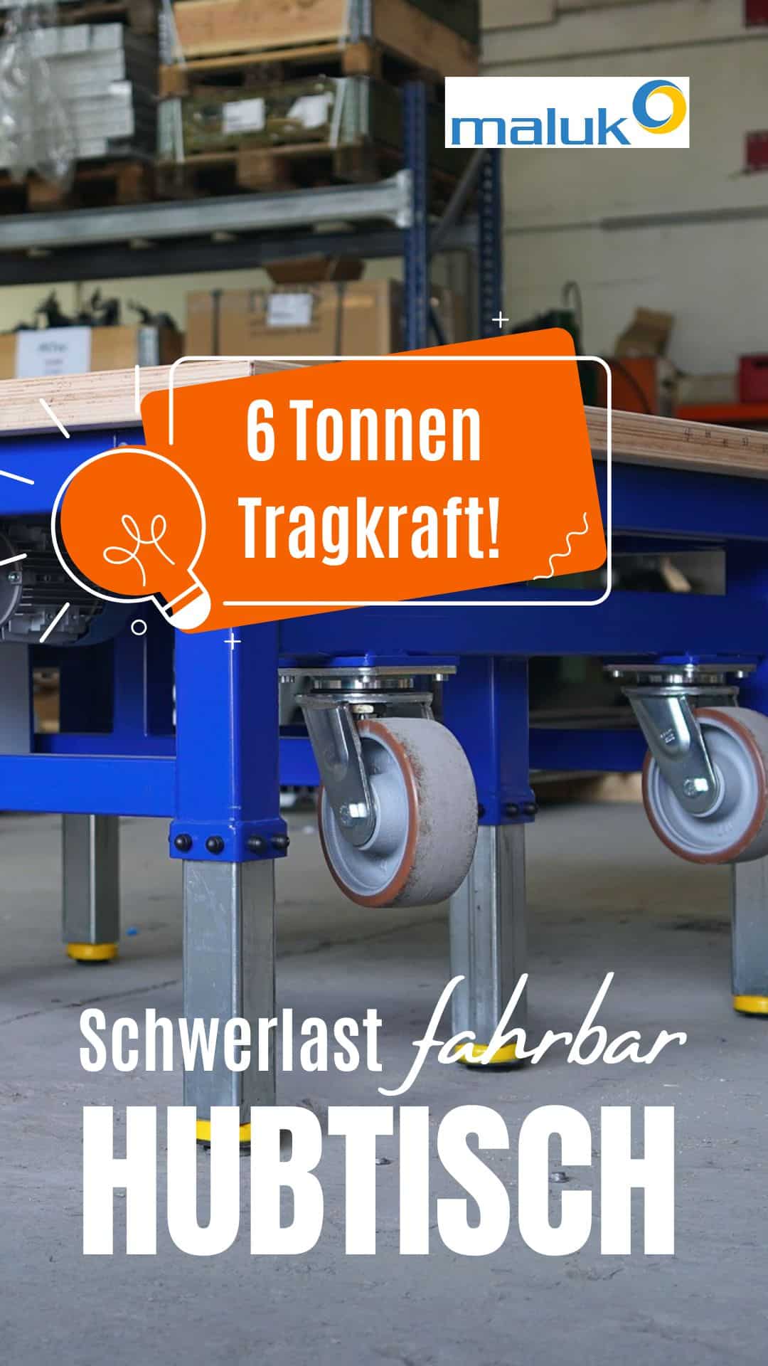 Height-adjustable work table with 6000kg load capacity - mobile.