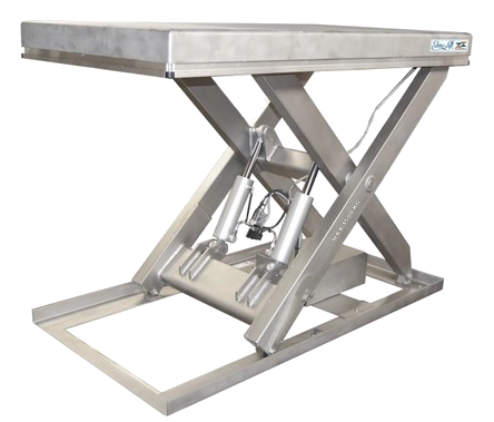 Stainless steel lifting table with single scissors